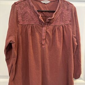 Lucky Brand Women's Terracotta Embroidered Blouse size 1X‎